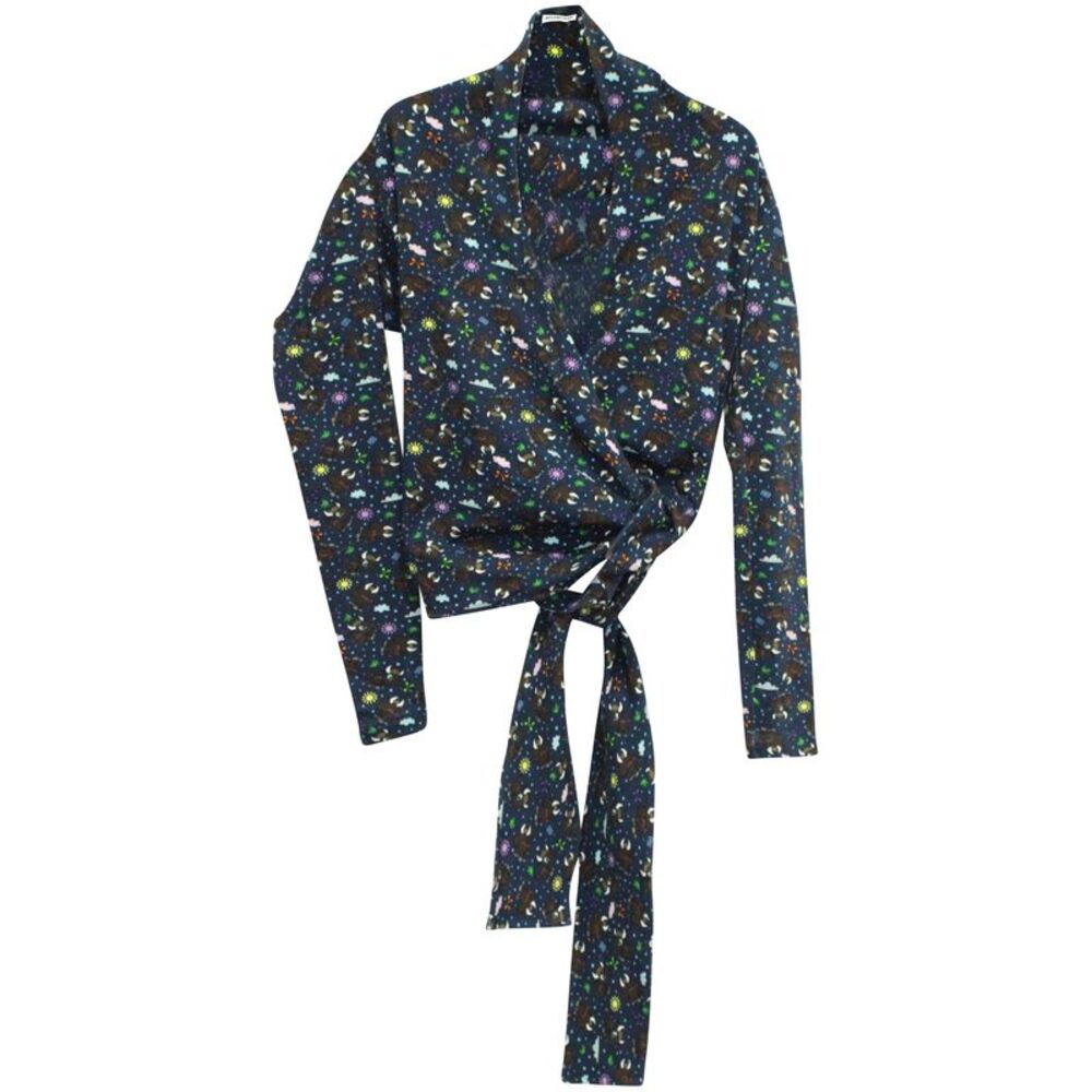 Balenciaga Printed Wrap Top in Multicolor Cotton